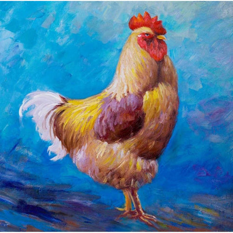 Beautiful Rooster White Modern Wood Framed Art Print by Atelier B Art Studio