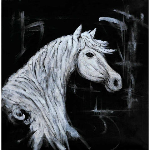 Outline Horse Profile View Black Modern Wood Framed Art Print with Double Matting by Atelier B Art Studio