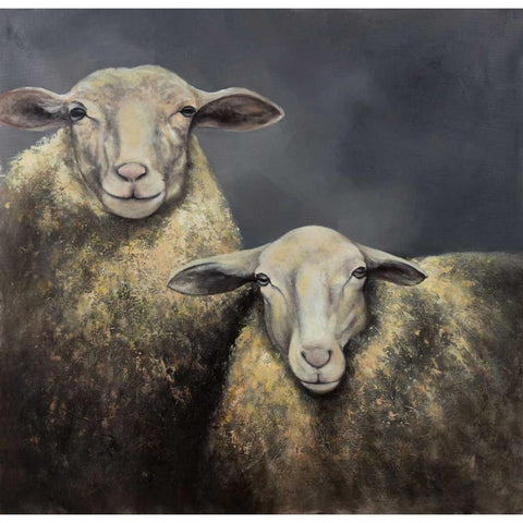 Two Sheeps White Modern Wood Framed Art Print by Atelier B Art Studio