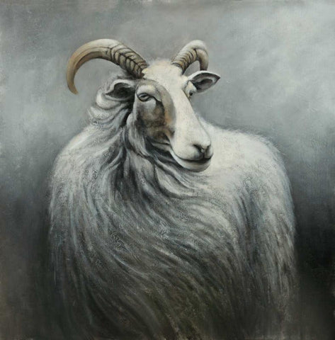 Cashmere Goat Black Ornate Wood Framed Art Print with Double Matting by Atelier B Art Studio