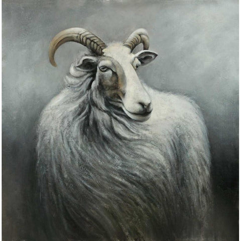 Cashmere Goat White Modern Wood Framed Art Print by Atelier B Art Studio