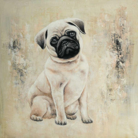 Small Pug Black Ornate Wood Framed Art Print with Double Matting by Atelier B Art Studio