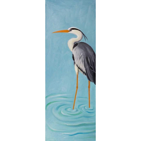 Grey Heron White Modern Wood Framed Art Print by Atelier B Art Studio