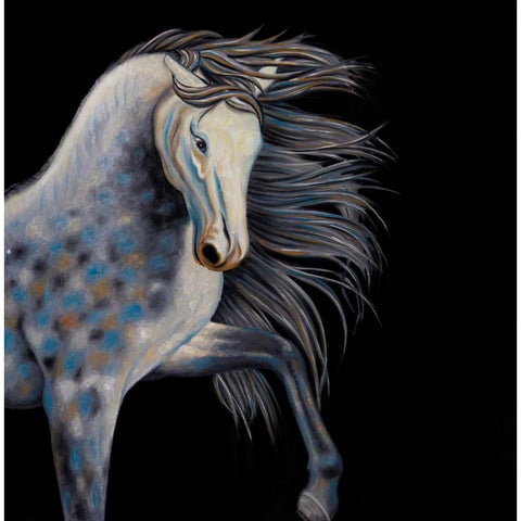 Abstract Horse White Modern Wood Framed Art Print by Atelier B Art Studio