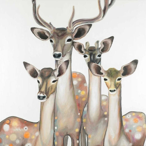 Group of Abstract Deers Gold Ornate Wood Framed Art Print with Double Matting by Atelier B Art Studio