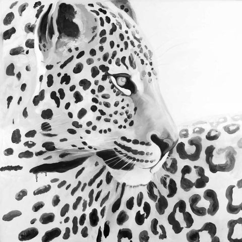 Beautiful Leopard Black Modern Wood Framed Art Print with Double Matting by Atelier B Art Studio