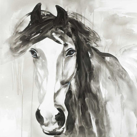 Beautiful Wild Horse White Modern Wood Framed Art Print by Atelier B Art Studio