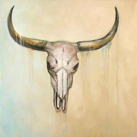 Cow Skull White Modern Wood Framed Art Print by Atelier B Art Studio