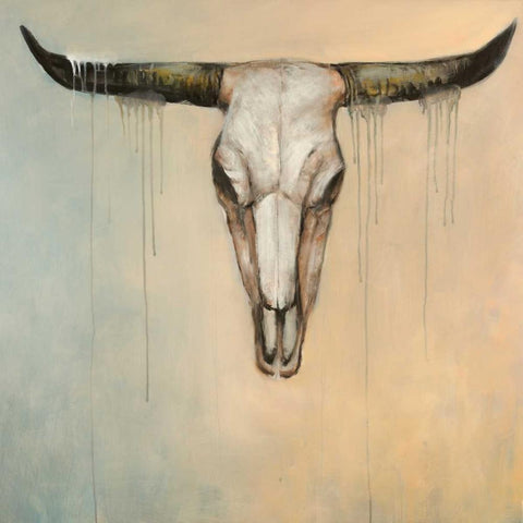 Bull Skull White Modern Wood Framed Art Print with Double Matting by Atelier B Art Studio