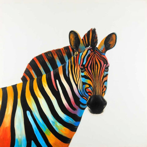 Colorful Profil View of Zebra Black Ornate Wood Framed Art Print with Double Matting by Atelier B Art Studio