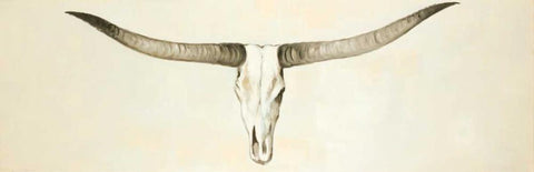 Longhorn Cattle Skull  White Modern Wood Framed Art Print with Double Matting by Atelier B Art Studio