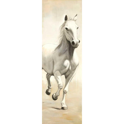 Gallant White Horse Gold Ornate Wood Framed Art Print with Double Matting by Atelier B Art Studio