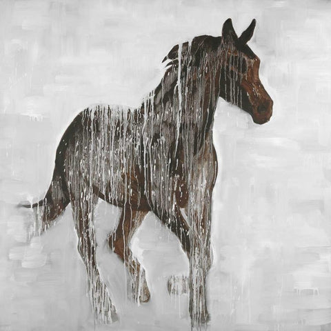 Abstract Brown Horse Black Modern Wood Framed Art Print with Double Matting by Atelier B Art Studio