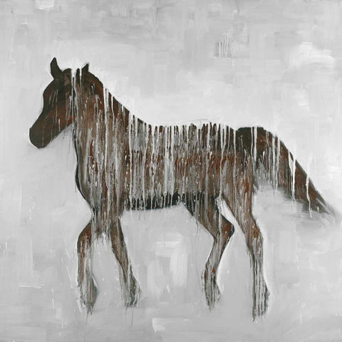 Gambading Abstract Horse White Modern Wood Framed Art Print with Double Matting by Atelier B Art Studio