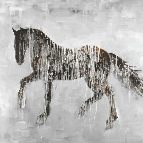 Horse Brown Silhouette White Modern Wood Framed Art Print by Atelier B Art Studio