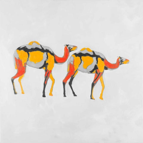 Abstract Dromedaries White Modern Wood Framed Art Print by Atelier B Art Studio