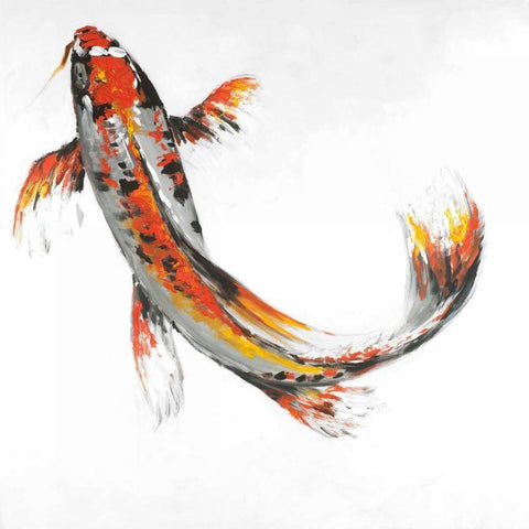 Butterfly Koi Fish White Modern Wood Framed Art Print with Double Matting by Atelier B Art Studio