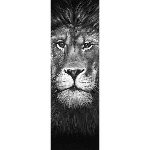 Lion Portrait Black Modern Wood Framed Art Print with Double Matting by Atelier B Art Studio