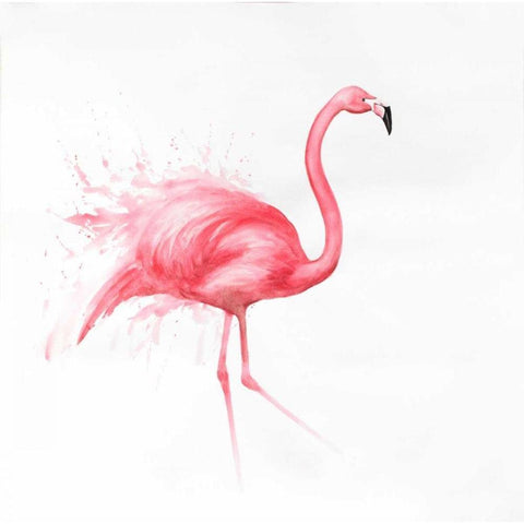 Pink Flamingo Watercolor  Black Modern Wood Framed Art Print with Double Matting by Atelier B Art Studio