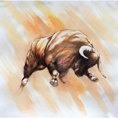 Bull to Attack Black Modern Wood Framed Art Print with Double Matting by Atelier B Art Studio