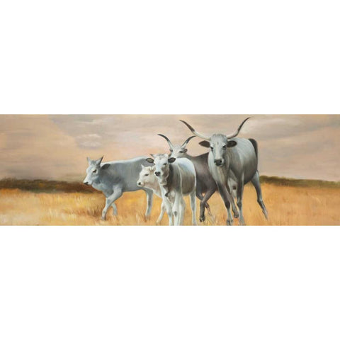 Nguni Cattle White Modern Wood Framed Art Print by Atelier B Art Studio