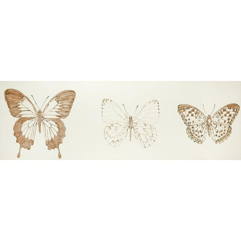 Butterflies Sketch White Modern Wood Framed Art Print by Atelier B Art Studio