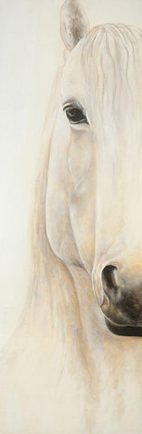 Half Portrait of a Smiling Horse White Modern Wood Framed Art Print with Double Matting by Atelier B Art Studio