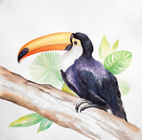 Tropical Bird Black Ornate Wood Framed Art Print with Double Matting by Atelier B Art Studio