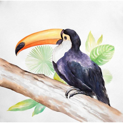 Tropical Bird White Modern Wood Framed Art Print by Atelier B Art Studio