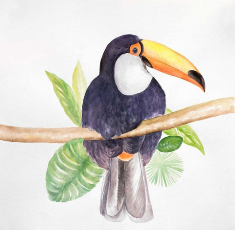 Toucan Bird Black Ornate Wood Framed Art Print with Double Matting by Atelier B Art Studio