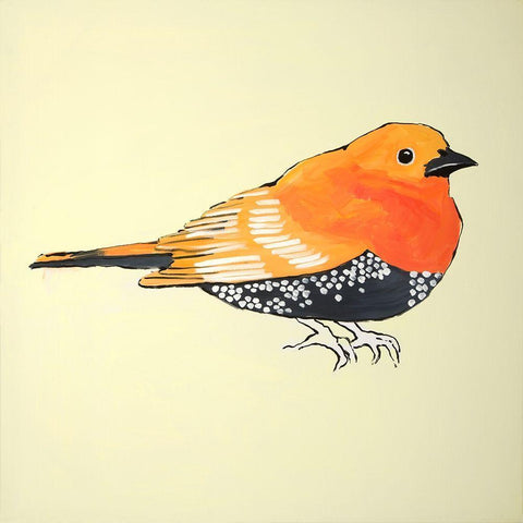 LITTLE ORANGE BIRD ILLUSTRATION White Modern Wood Framed Art Print by Atelier B Art Studio