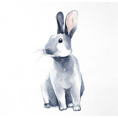 Curious Rex Rabbit White Modern Wood Framed Art Print by Atelier B Art Studio