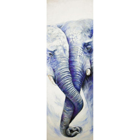 ELEPHANT COUPLE LOVING EACH OTHER White Modern Wood Framed Art Print by Atelier B Art Studio