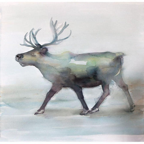 CARIBOU White Modern Wood Framed Art Print by Atelier B Art Studio