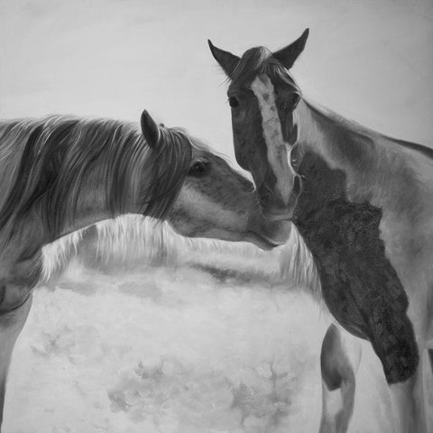 HORSES LOVER White Modern Wood Framed Art Print with Double Matting by Atelier B Art Studio