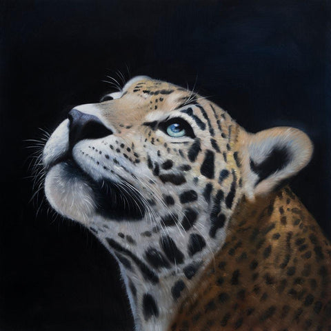 REALISTIC LEOPARD FACE Gold Ornate Wood Framed Art Print with Double Matting by Atelier B Art Studio