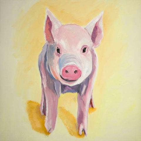 SOLITARY PIG Black Modern Wood Framed Art Print with Double Matting by Atelier B Art Studio