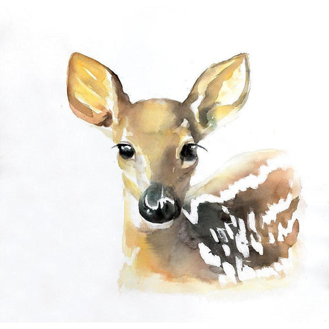 WATERCOLOR FAWN FACE Gold Ornate Wood Framed Art Print with Double Matting by Atelier B Art Studio