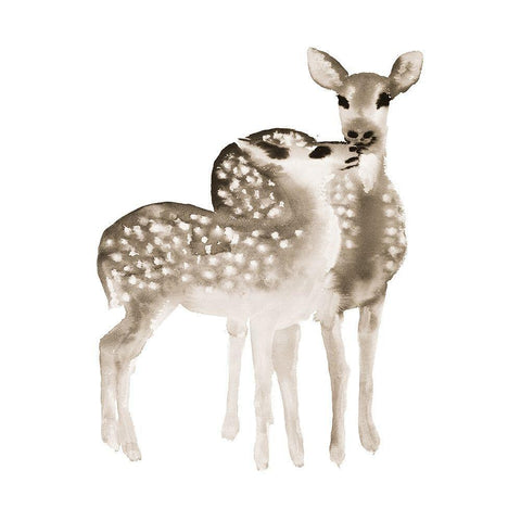 BLUE FAWNS LOVE White Modern Wood Framed Art Print with Double Matting by Atelier B Art Studio