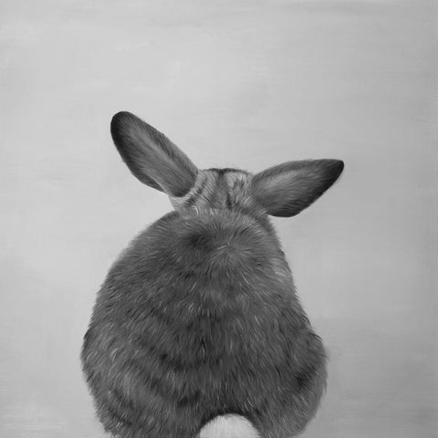 LITTLE RABBIT FROM BEHIND White Modern Wood Framed Art Print with Double Matting by Atelier B Art Studio