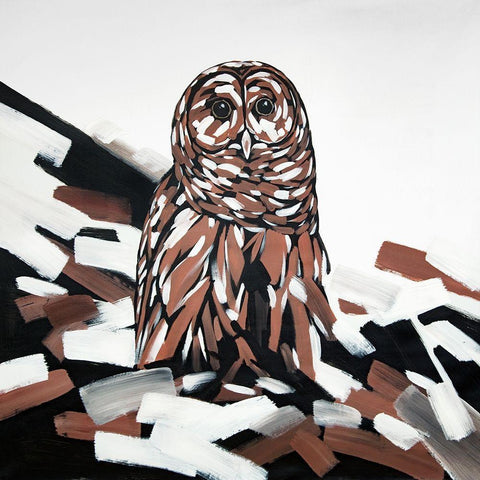 TAWNY OWL Black Modern Wood Framed Art Print by Atelier B Art Studio