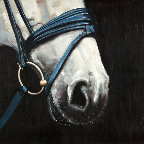 HORSE WITH HARNESS White Modern Wood Framed Art Print by Atelier B Art Studio