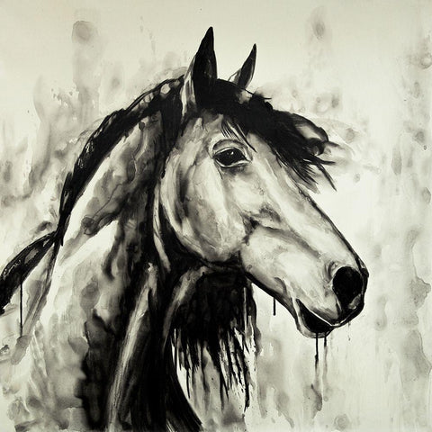 SPIRIT HORSE White Modern Wood Framed Art Print by Atelier B Art Studio