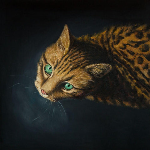 BENGAL CAT White Modern Wood Framed Art Print by Atelier B Art Studio