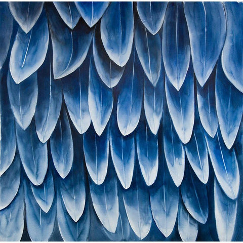 PLUMAGE BLUE Black Modern Wood Framed Art Print with Double Matting by Atelier B Art Studio