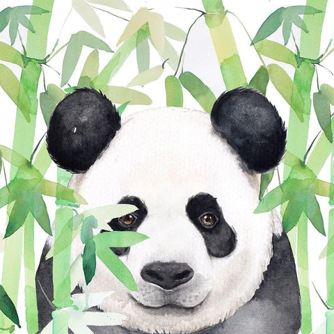 HIDDEN PANDA IN BAMBOO White Modern Wood Framed Art Print by Atelier B Art Studio