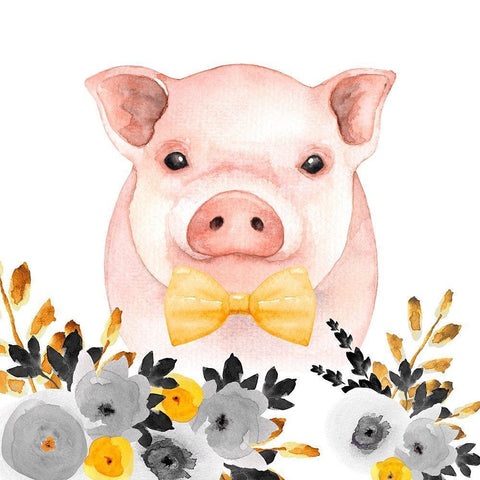 CHIC PIG White Modern Wood Framed Art Print by Atelier B Art Studio