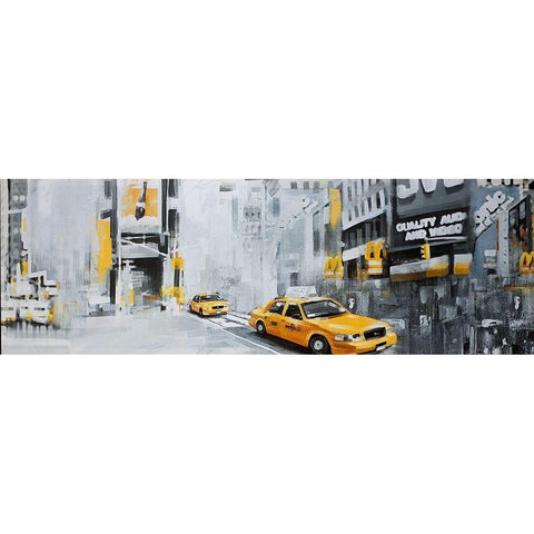 NEW-YORK CITY WITH TAXIS Gold Ornate Wood Framed Art Print with Double Matting by Atelier B Art Studio