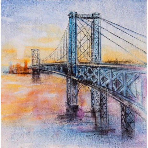 Abstract Brooklyn Bridge  White Modern Wood Framed Art Print by Atelier B Art Studio