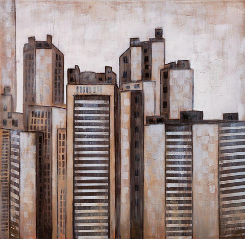 STRIPED SKYSCRAPERS Black Ornate Wood Framed Art Print with Double Matting by Atelier B Art Studio